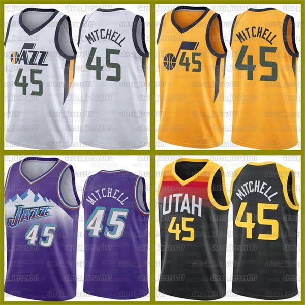 

20/21 donovan 45 mitchell jerseys rudy 27 gobert john 12 stockton basketball utah jazz karl 32 malone mike 10 conley basketball, Black;red