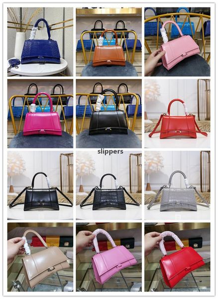 

designer luxury mini hourglass handle bag in silver shiny crocodile embossed calfskin leather bag