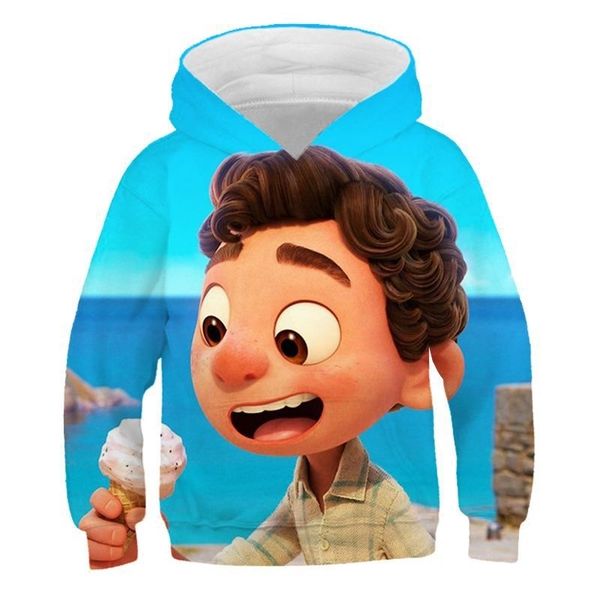

new wear summer sunny day luca game cartoon 3d printed hoodie children's top, Black