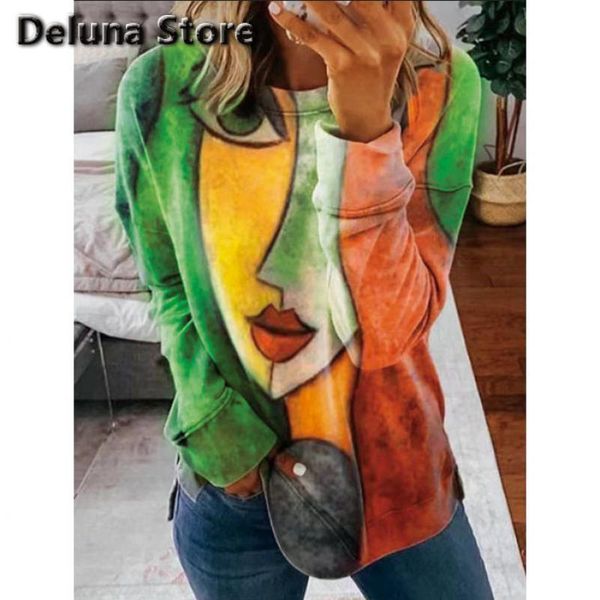 

women's t-shirt women spring long sleeve print o-neck casual fashion clothing soft comfortable loose autumn female, White