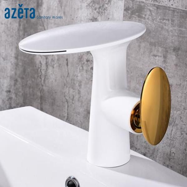 

bathroom sink faucets design brass deck mounted waterfall faucet ceramic cartridge basin white washbasin at7106w