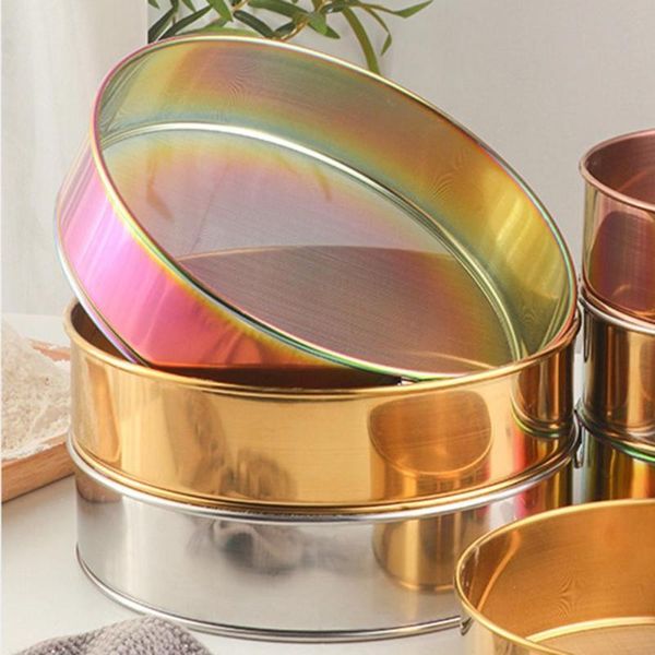 

baking & pastry tools flour sieve anti-rust portable lightweight round stainless steel cakes bread powder sifter mesh creative tool