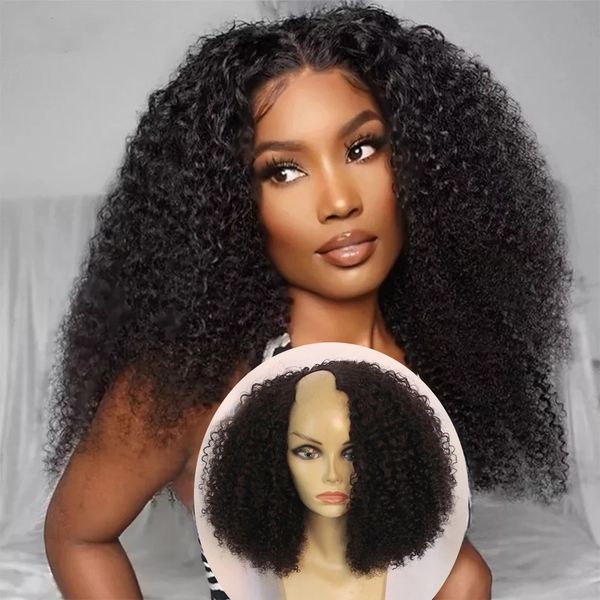 Mongolei 250 dichte Glueless Afro Verworrene Lockige 100% Menschliches Haar U Teil Perücken Für Frauen Seite Teil Remy Afros 4b 4c Curlys Volle Ende