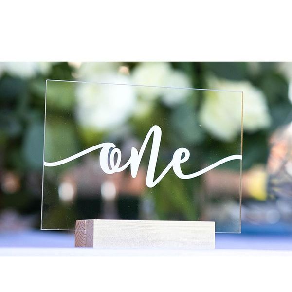 

party decoration personalized table number signs,wedding clear acrylic number,wedding with wood holder