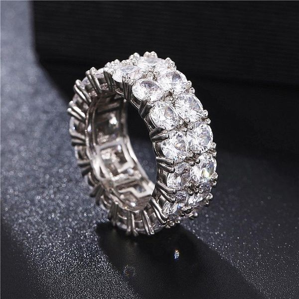 

cluster rings luxury ring hip hop rock zircon double rhinestone fashion couple men&women exquisite wedding gift jewelry, Golden;silver