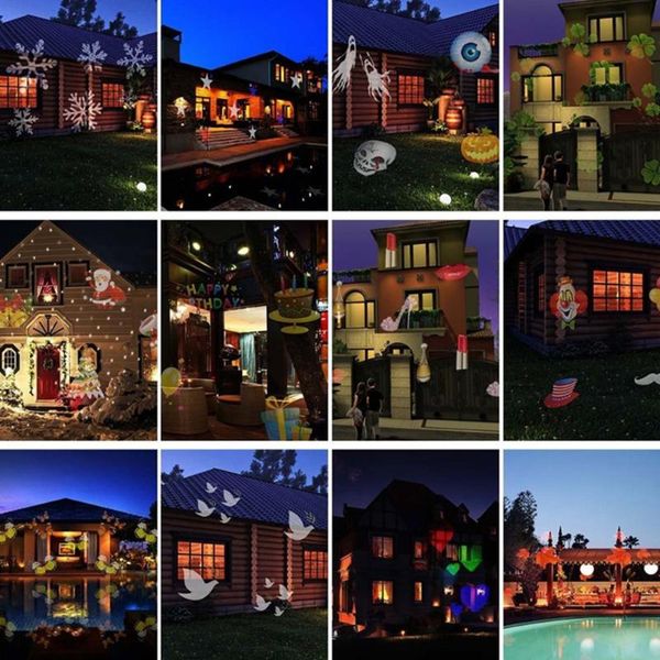 

interior&external lights 12 pictures plug-in snowfall projector moving snow waterproof outdoor garden lamp christmas snowflake for holid