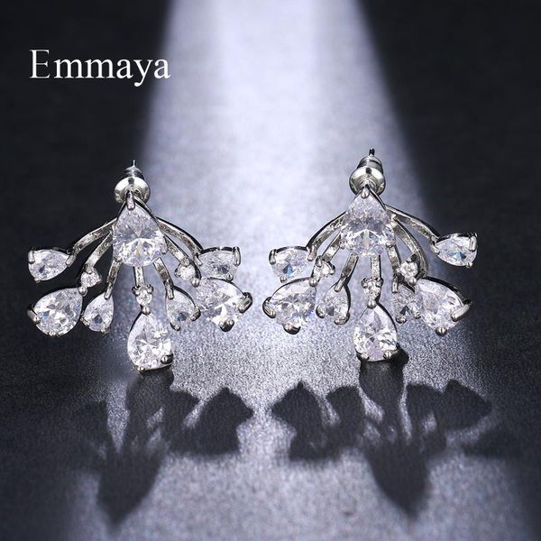 

stud emmaya creative silver plated hanging waterdrop zirconia spread ear studs for women elegant ornament in fashionable dinner, Golden;silver