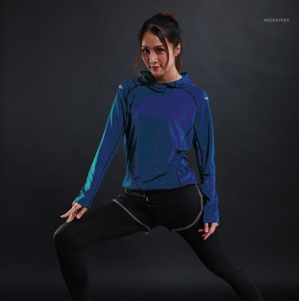 

yoga outfit autumn thin women running t shirts gym fitness long sleeves sweatshirts quick dry training breathable hood sports clothing
