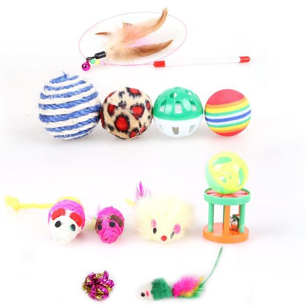 

cat toys kitten variety pack-pet toy set funny stick mouse sisal ball gift value combination 12 piece