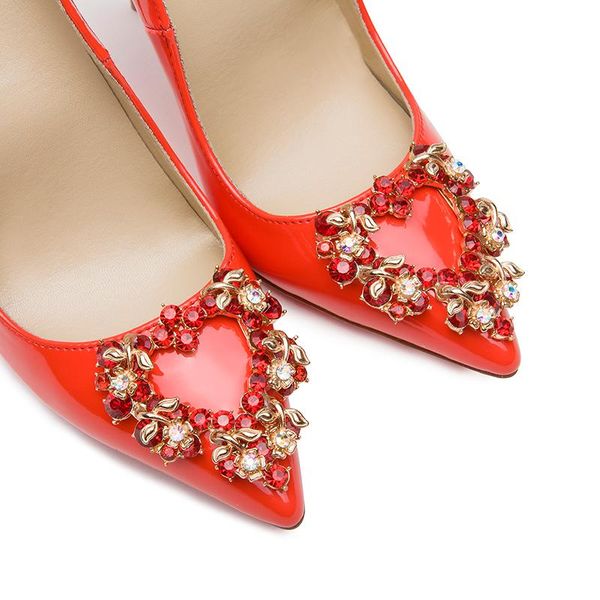 

dress shoes rhinestone women's wedding chinese bridal red high heels large size single, Black