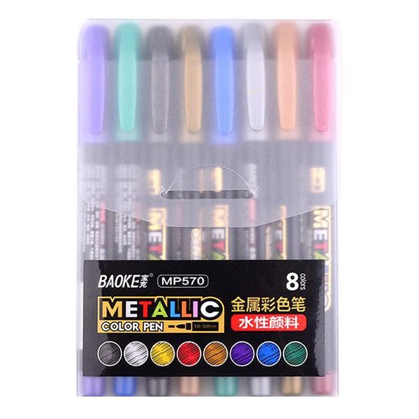 

8pcs/set metal fabric markers pens permanent paint diy metalic marker pens sharpie gold silver color craftwork pen art qylpmi