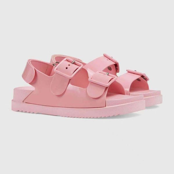 

in the early 2021 designer women men buckle sandal show style fashion genuine leather rubber comfortable sandals beach party slippers large, Black