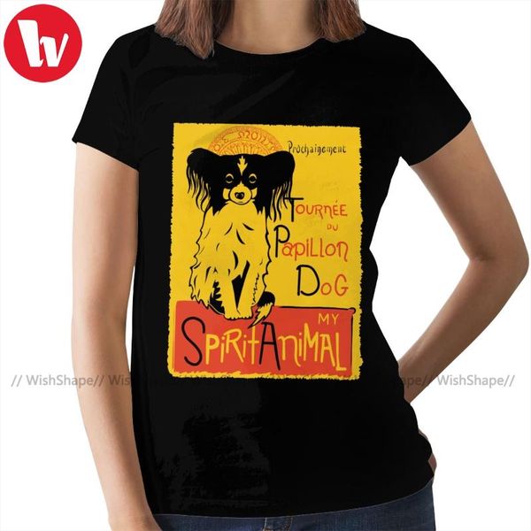 

women's t-shirt papillon dog funny cute t shirt large casual women tshirt cotton ladies tee, White