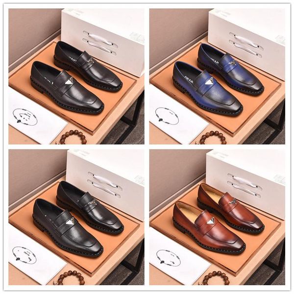 

a1 2021men's dress shoe fashion elegant formal wedding shoes designer men slip on office oxford shoes for men luxury men shoes 38-45, Black