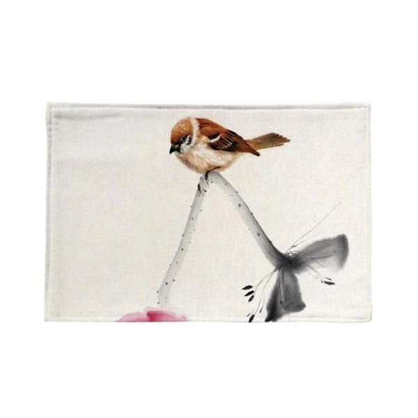 

mats & pads linen dinning mat waterproof insulated placemat western serving for home el restaurant tea houses ink bird pattern