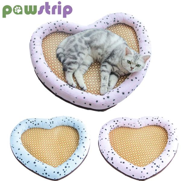 

kennels & pens all season pet dog bed rattan cooling mat breathable soft heart shape pad for small dogs summer nest sleeping