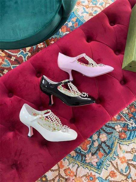 

2021 women shoes high heels pointed sole pumps wedding dress shoes black shiny 35-40