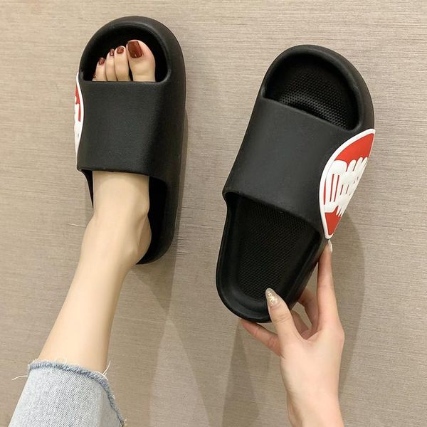 

slippers 2021 internet red thick bottom sandals women wear instagram tide summer thin word drag muffin non-slip bath soft, Black