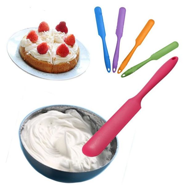 Hot Home Garten Silikon Teig Spatel Kuchen Creme Mixer Langstielige Modelle Backen Schaber Küche Kochen Werkzeug Zufällige Farbe