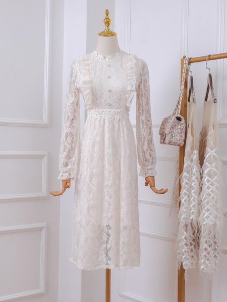 

casual dresses 2021 women's temperament lace waist slim dress 1124, Black;gray