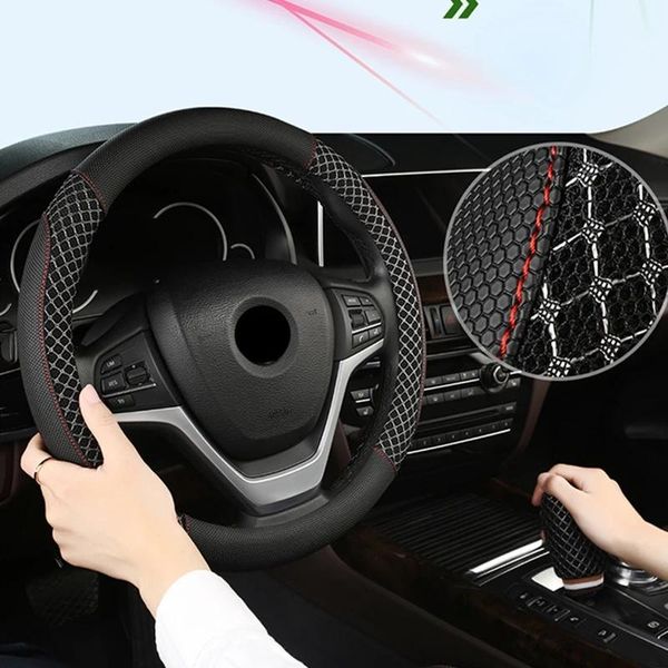 

steering wheel covers 3pcs/set accesorios para auto non-slip funda volante leather car cover assessoires interior woman