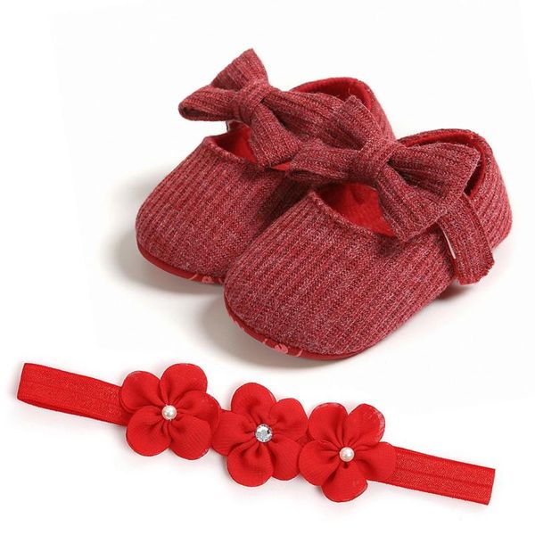 

first walkers baby girl shoes soft sole cotton princess crib anti-slip prewalkers+headband 2pcs 100 days decorationes 2021