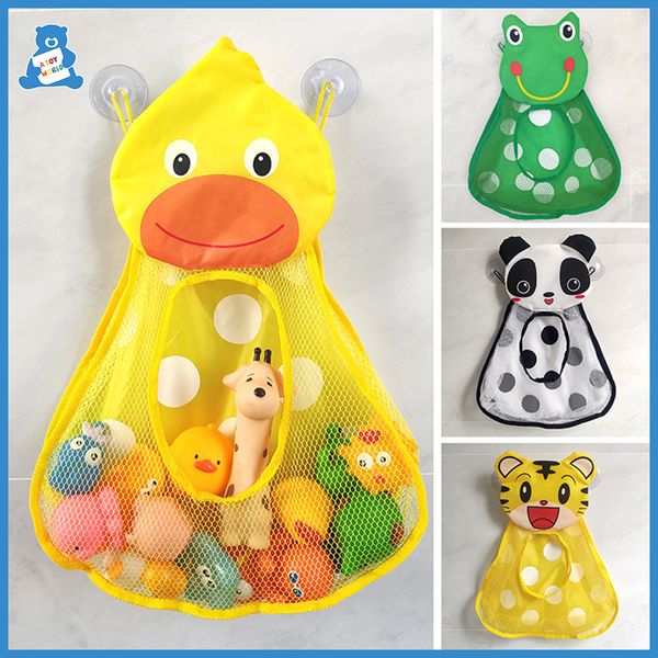 Cute Duck Frog Mesh Net Storage Bag Forti ventose Bagno Organizzatore Acqua Bagnetto Giocattoli per bambini Commercio all'ingrosso