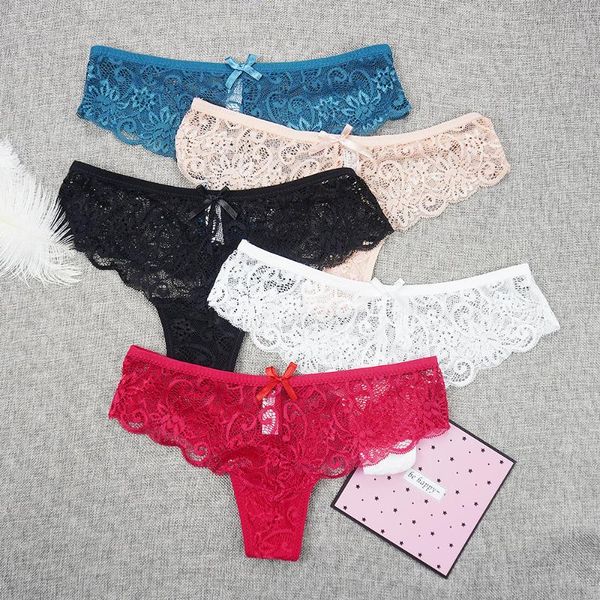 

women's panties 3pcs/lots thongs full lace tanga transparent underpants g string hollow out low-rise female lingerie s-4xl, Black;pink