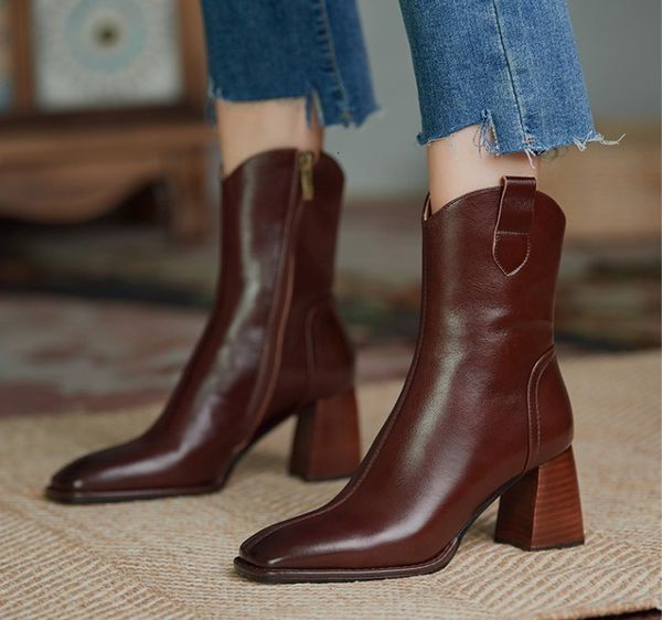 

dress shoes autumn and winter martin boots women british style retro high heel thick short ado0 z0uu, Black