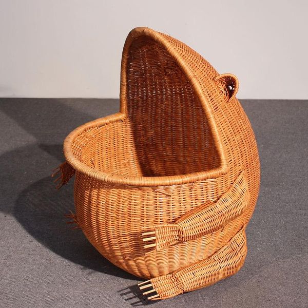 

storage baskets nordic vine straw clothes box handmade frog ornaments debris basket toy dirty lb43002