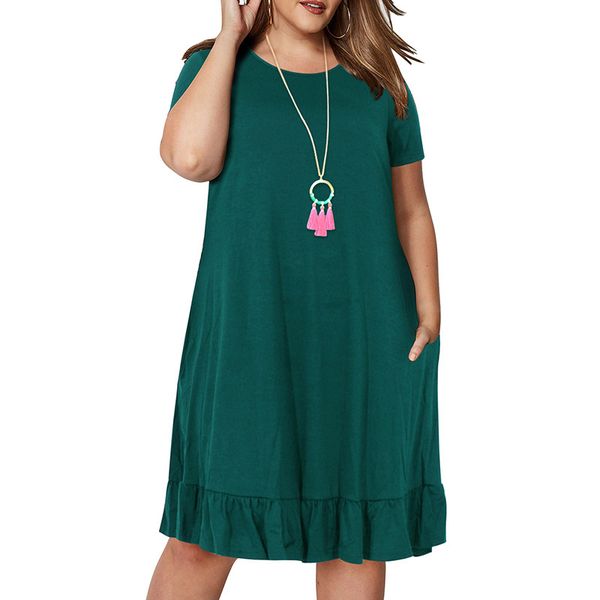 

spring big size 9xl dress for fat mm woman dress loose solid ruffles plus size women clothing 9xl dress vestidos 210302, Black;gray