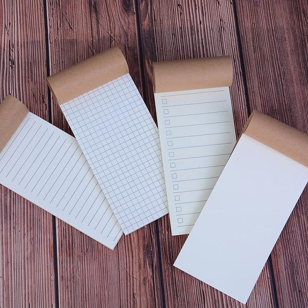 

14 cm*7 cm vintage kraft paper notebook blank grid todo notepad diary journal traveler's refill planner filler paper, Purple;pink
