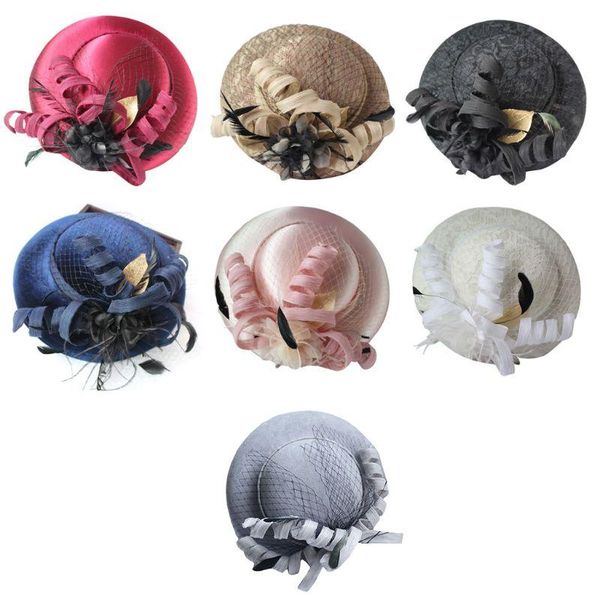 

hair clips & barrettes women fascinators pillbox hat velvet lace jacquard mini feather cocktail tea party mesh ribbon clip banquet, Golden;silver