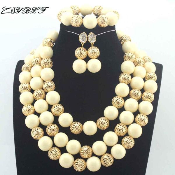 

earrings & necklace trendy chunky women statement set white artificial coral african beads jewelry sets wedding gift l00010, Silver
