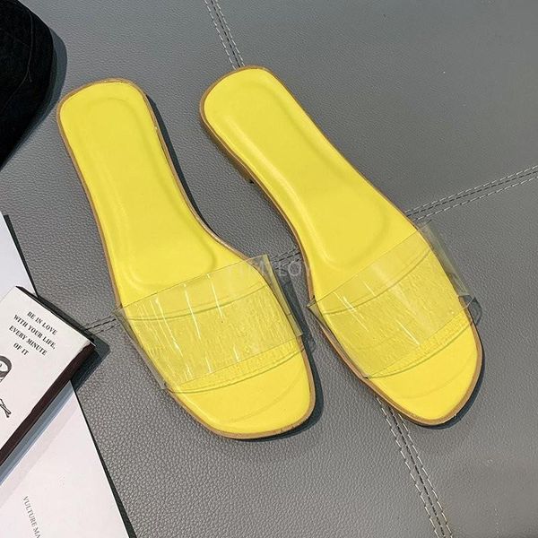 

slippers women sandals classic fashion clear shoes flat summer slip on mujer 2021 transparent beach zapatillas, Black