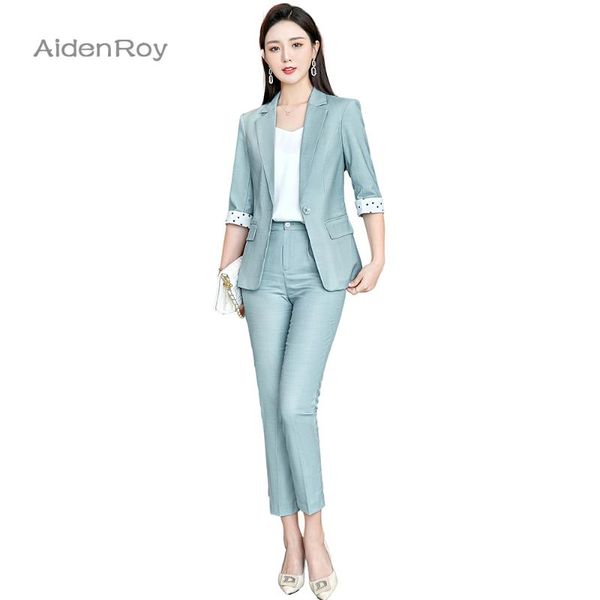 

women's two piece pants 2021 spring female suit pink white blazer +trouser bussiness jacket office lady 2 pieces set plus size s-5xl