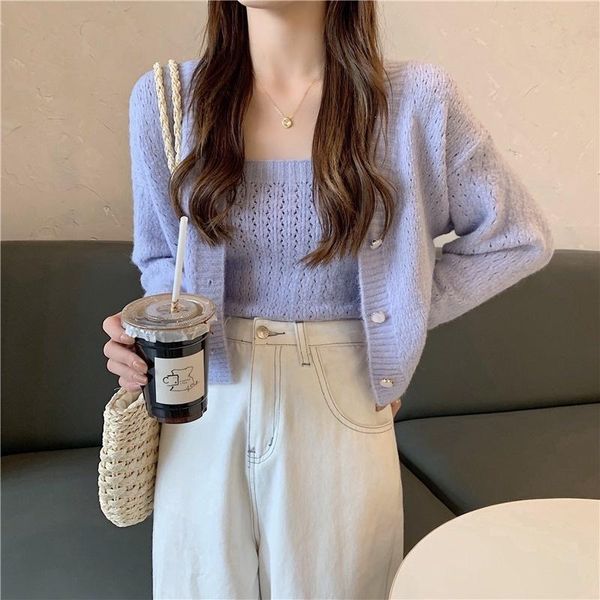 

women's sweaters 2021 korean version loose long sleeve knitted cardigan women chic gentle sweater coat fashion, White;black