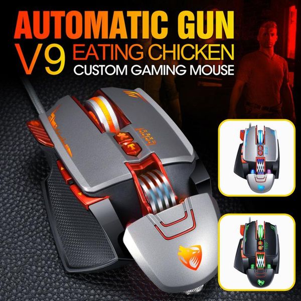 

mice pro v9 gaming mouse office entertainment for deskpc gamer usb wired 3200dpi djustable 8 custom button rgb mechanical