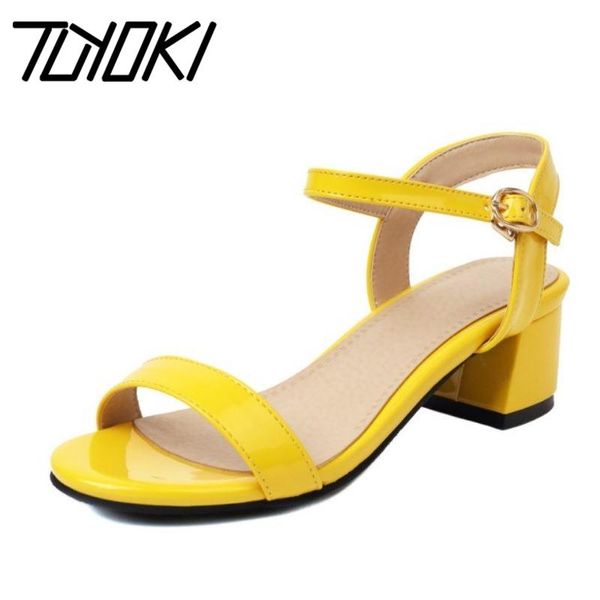 

dress shoes tuyoki size 30-43 women high heel sandals thick buckle summer for fashion party footwear, Black