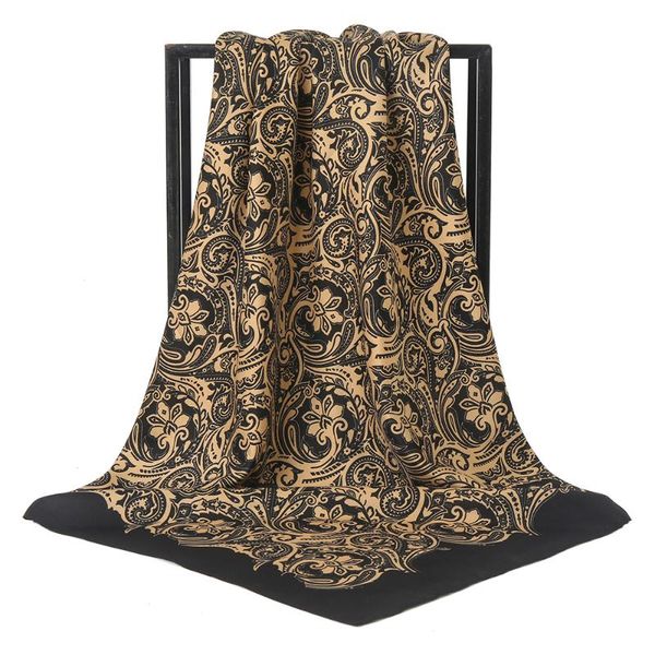 

scarves satin hijab silk shawl bohemian print bandana hair bands for girls women square scarf turban headband accessories, Blue;gray