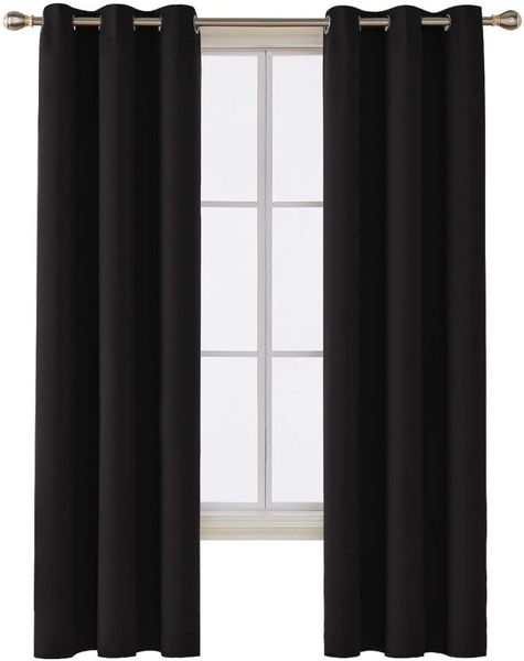 

curtain & drapes solid indoor darkening thermal insulated blackout grommet window for living room black 42x84 inch 1 panel