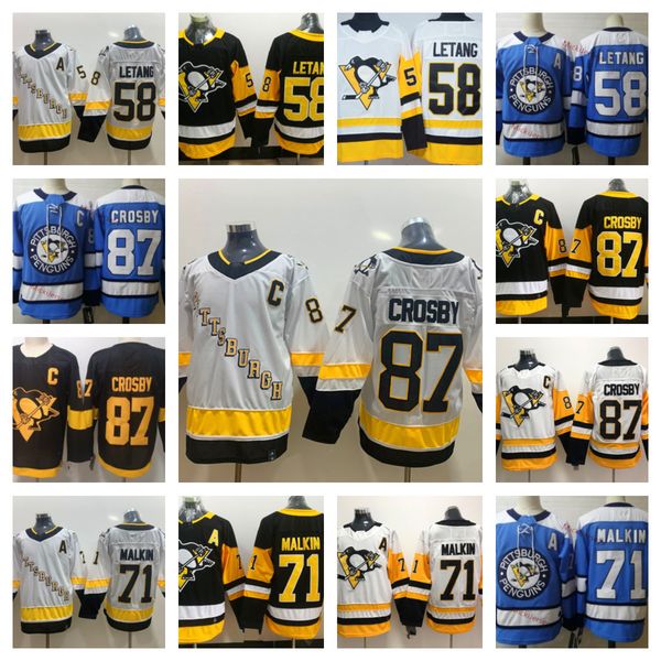 

mens pittsburgh sidney crosby jersey light blue stitched #71 evgeni malkin #58 kris letang pittsburgh jersey s-3xl, Black