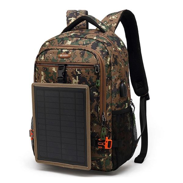 

backpack men poso solar panel +usb charging/waterproof/ 15.6 inch lapblue/camouflage ps-628