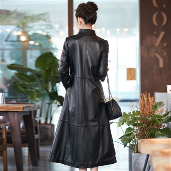 

2021 genuine leather trench real sheep spring h66 xb63, Tan;black