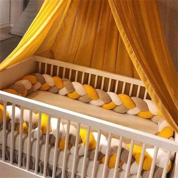 

2m/3m cot bumper baby braid baby bed bumper baby crib bumper protector chambre bebe room decoration teenager toddler bed 210812