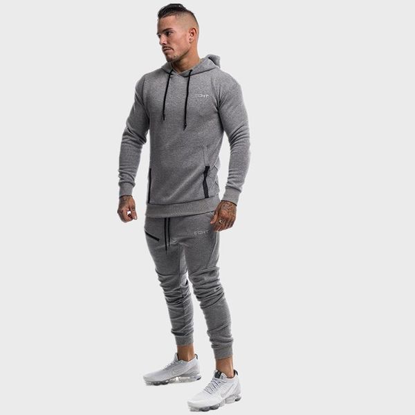 

men's tracksuits 2021 sport suit men bodybuilding jacket pants sports suits basketball tights clothes gyms fitness running set 2xl, Gray