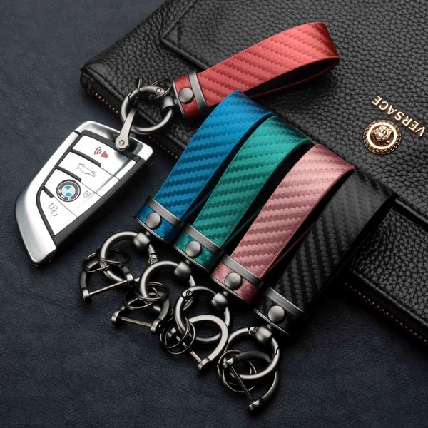 

fashion colorful textured leather keychain gun metal plated alloy car key chain with spring buckle, Silver