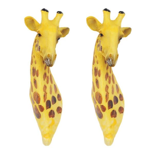 

2pcs resin giraffe head wall hook animal coat and hat hook hanger home decor
