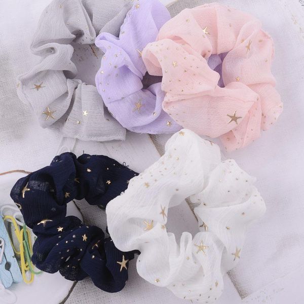 

hair clips & barrettes ins bronzing small star large intestine ring female chiffon headband pig fabric bun ornament, Golden;silver