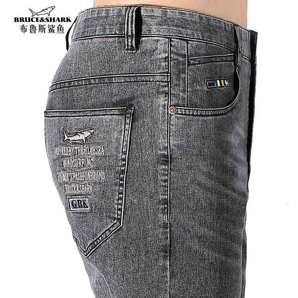 

fashion jeans 2021 summer men thin stretch cotton bruce&shark straight casual denim cowboys men's regular fit, Blue